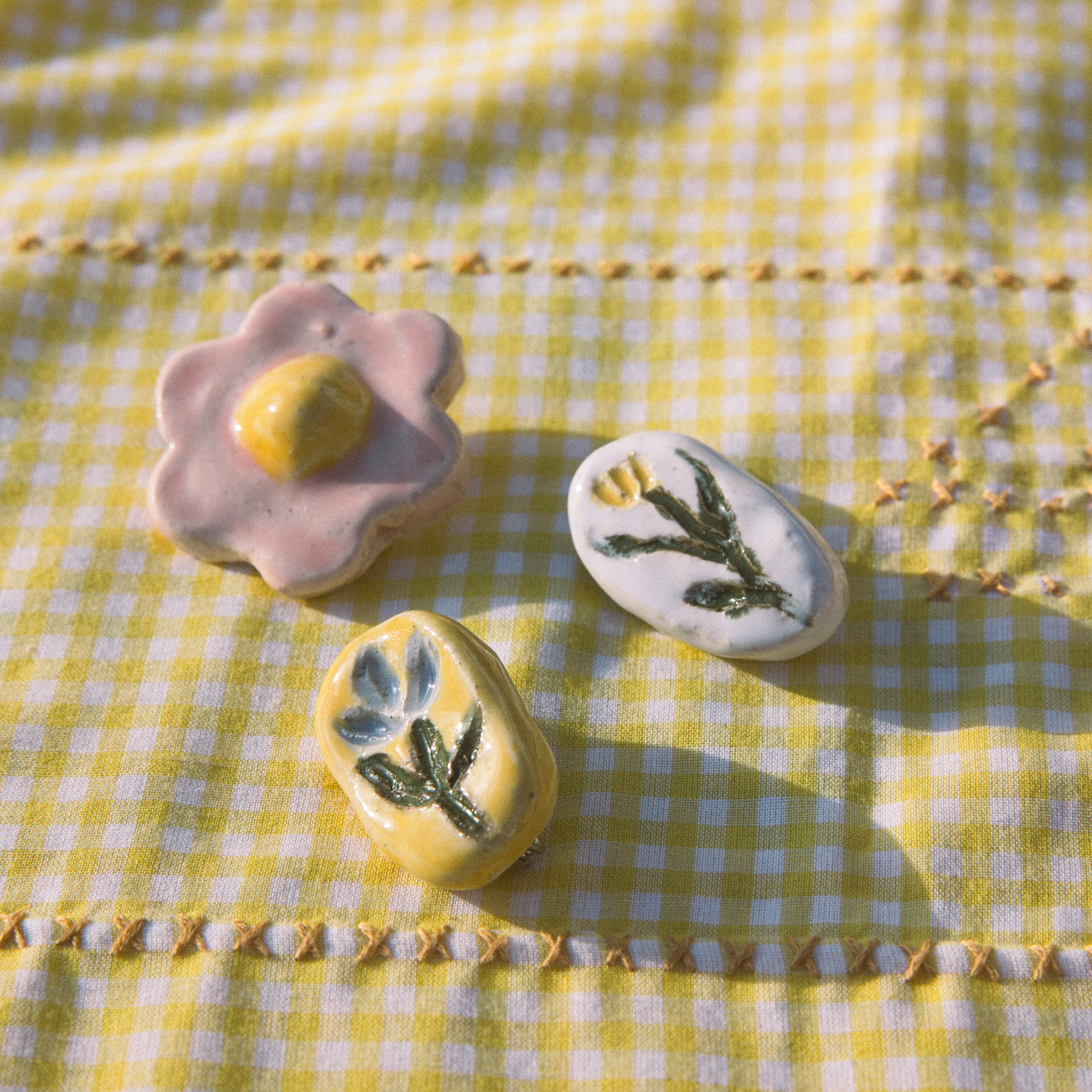 Ceramic Floral Pins