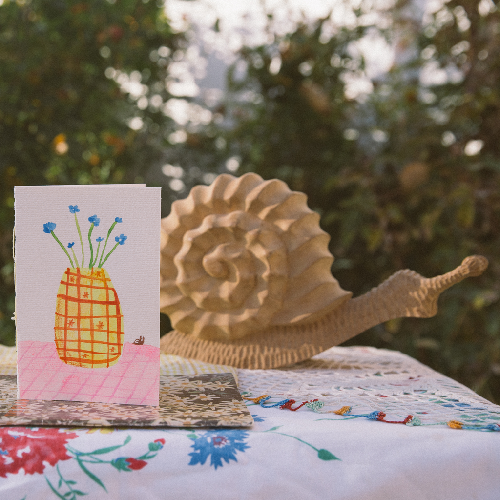 Flowers & a bug | Mini hand bound & watercolored notebook