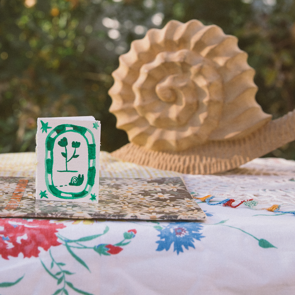 Floral Snail Frame | Mini hand bound & watercolored notebook