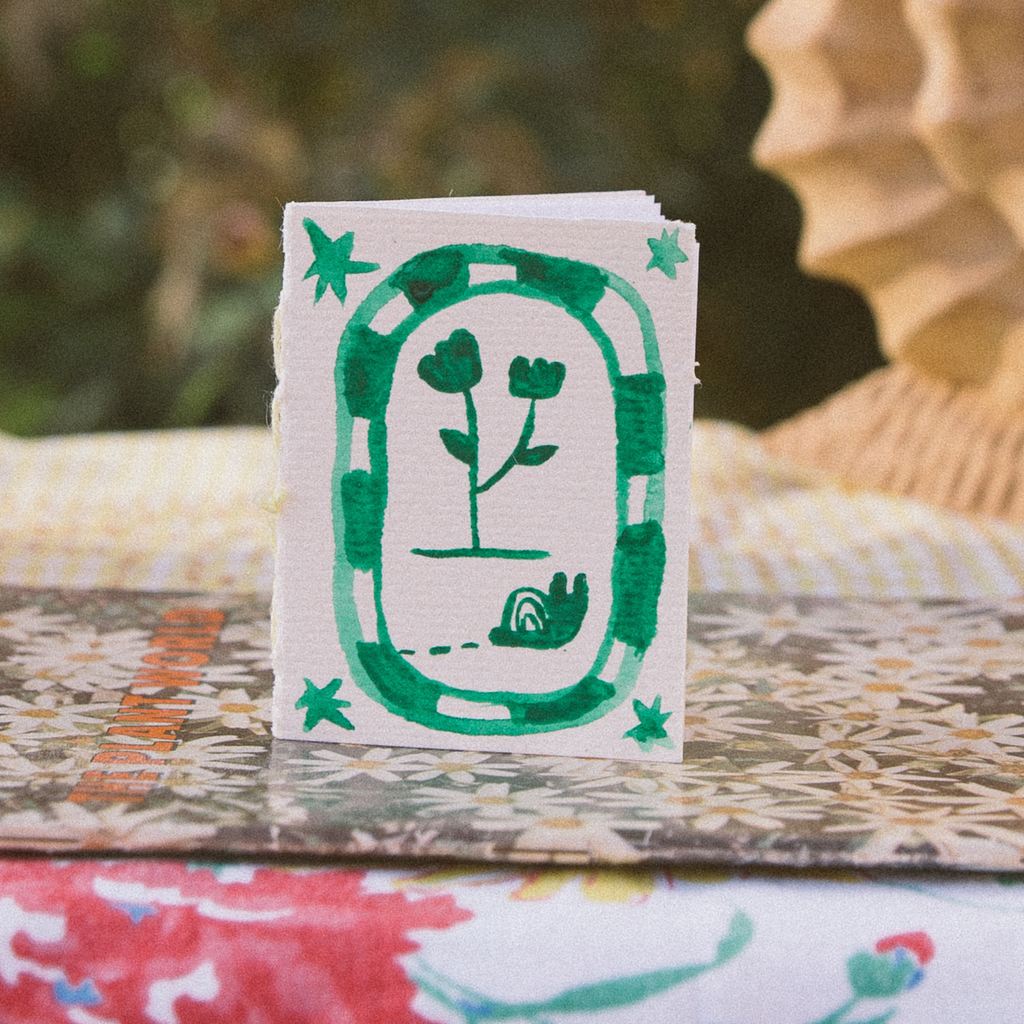 Floral Snail Frame | Mini hand bound & watercolored notebook