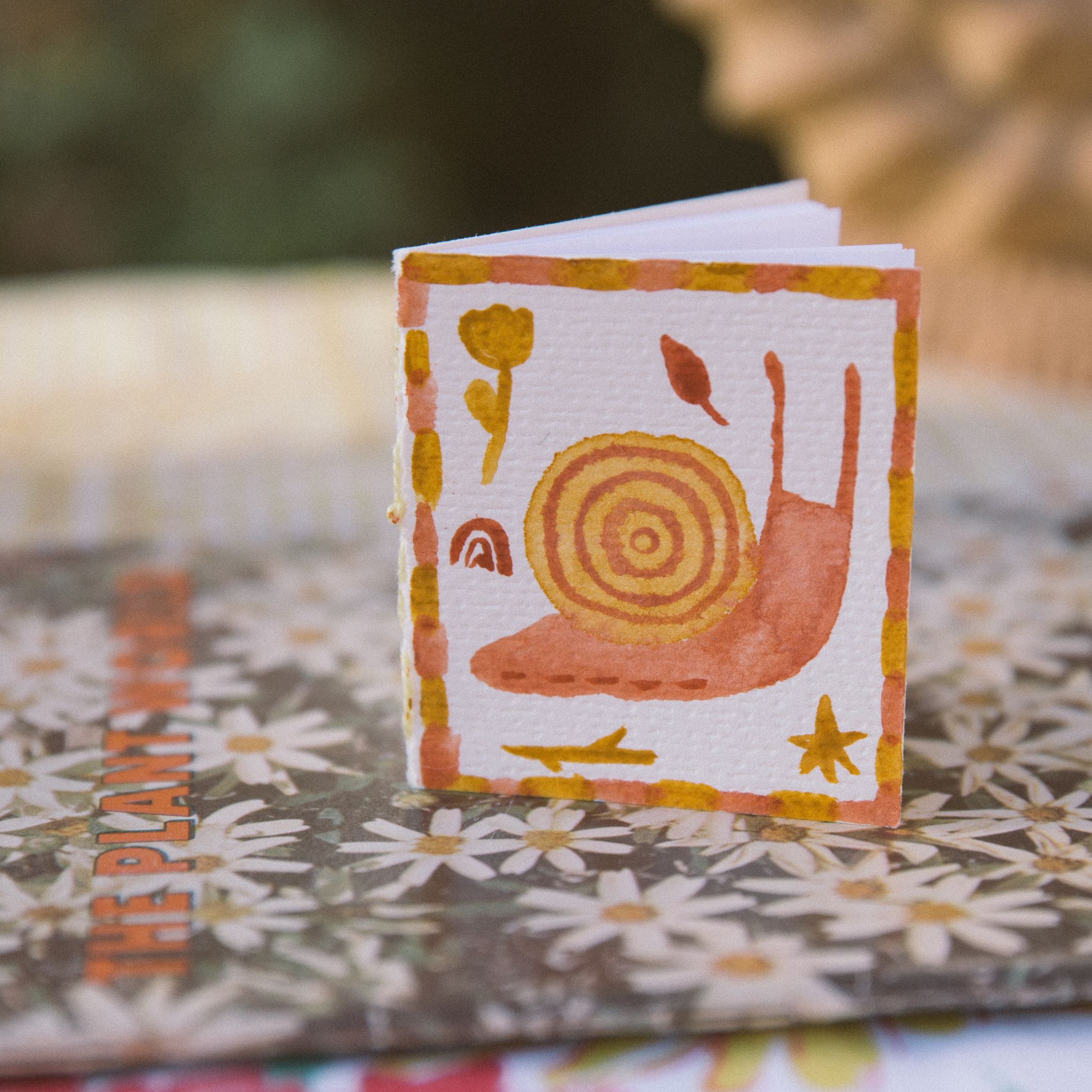 Autumn Snail | Mini hand bound & watercolored notebook