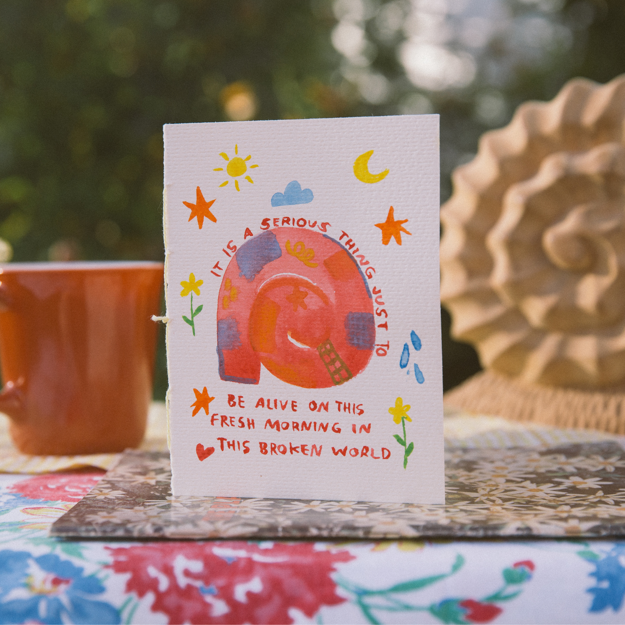 Invitation by Mary Oliver | Mini hand bound & watercolored notebook