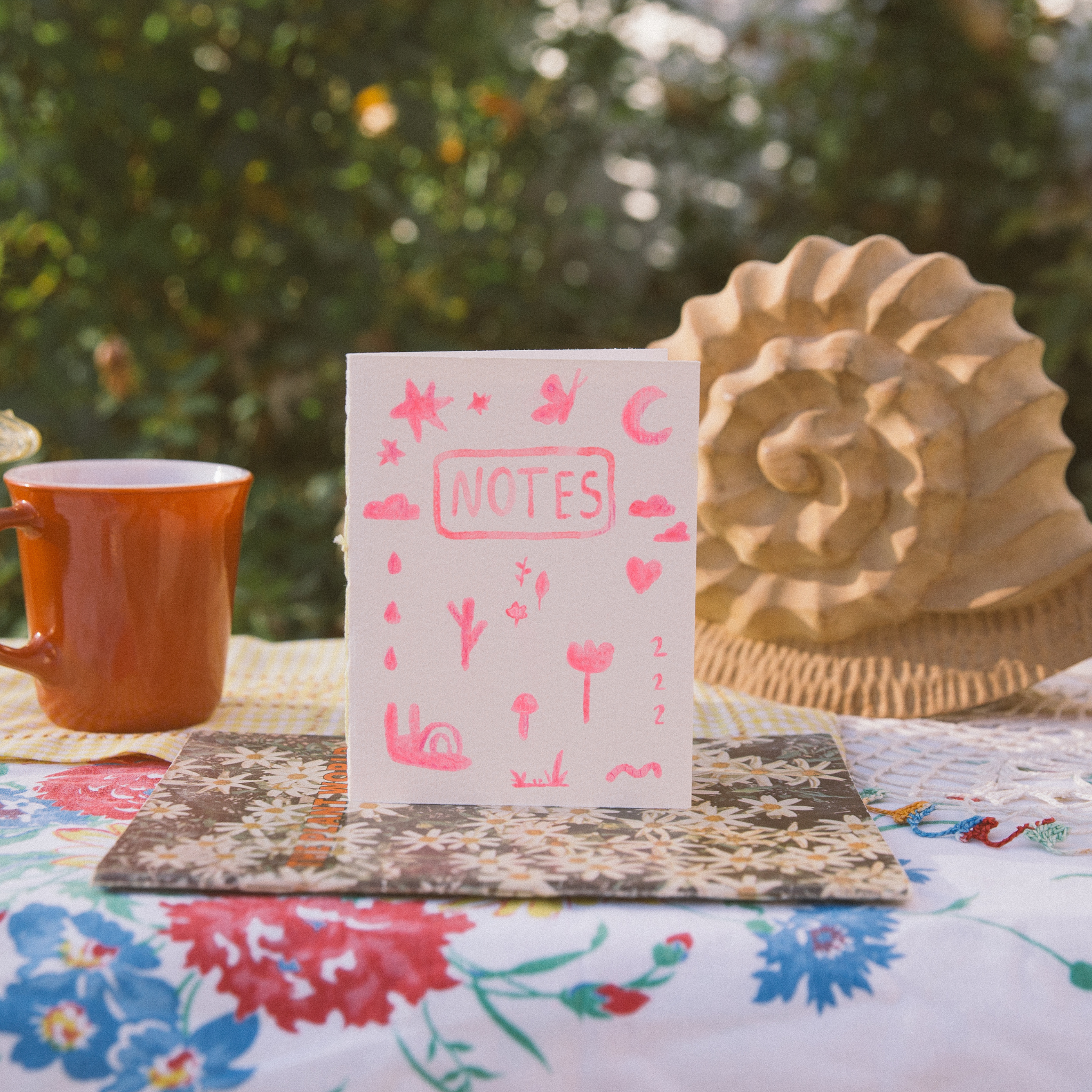 Hot Pink Doodles | Mini hand bound & watercolored notebook
